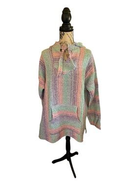 Mexican poncho, Baja hoodie, pink Sweater, Crafted in Chiapas, unisex poncho